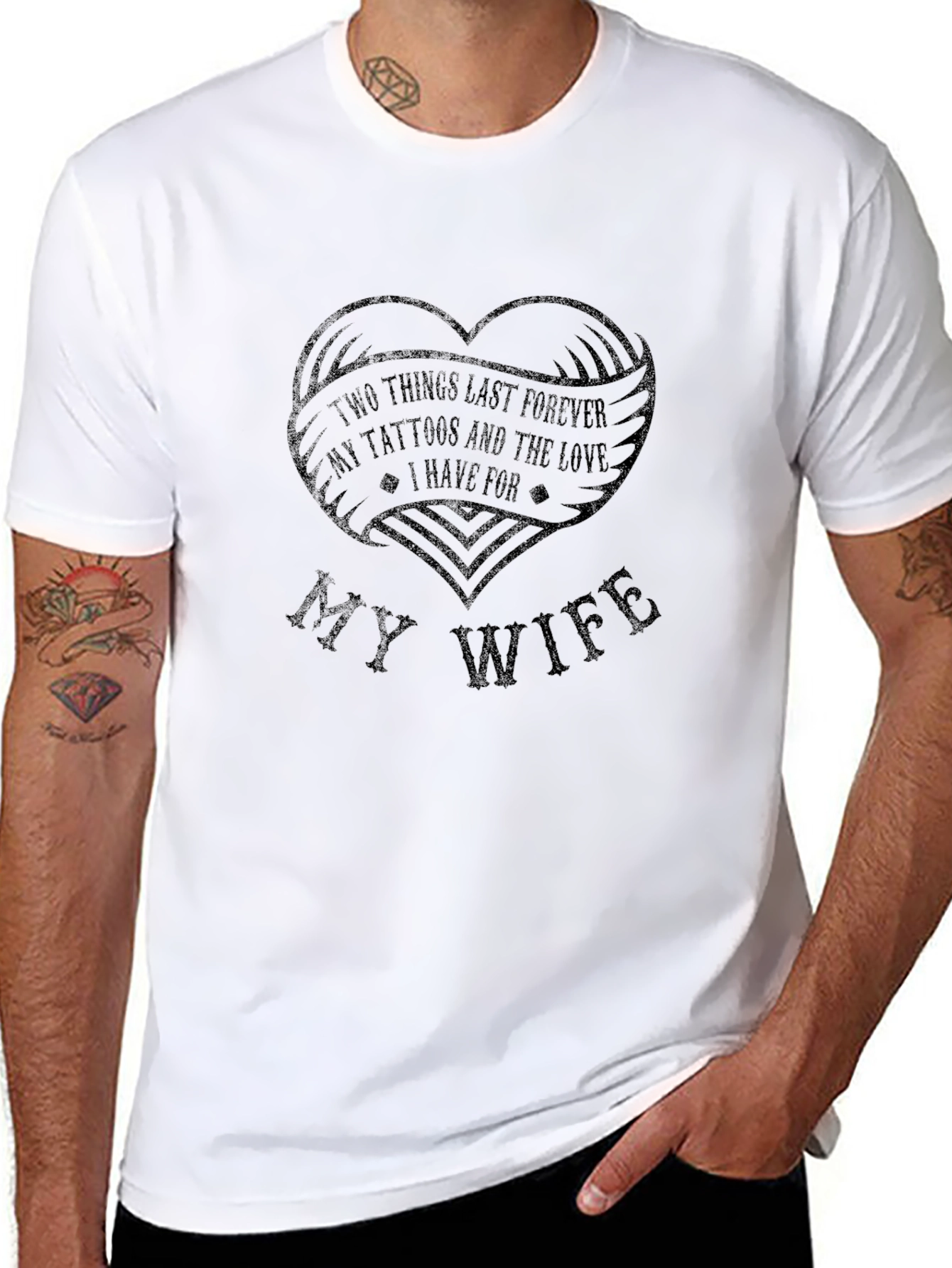 Tattooed Husband My Wife Love Tee - Black