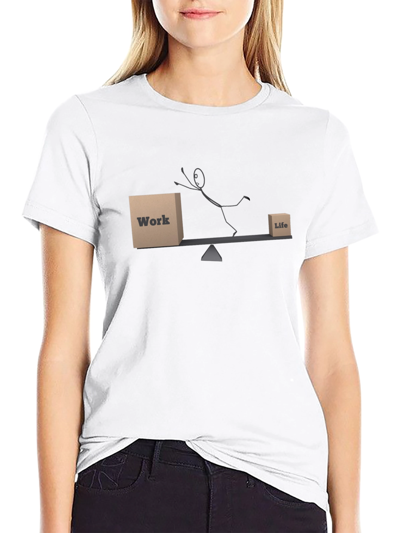 Work Life Balance Graphic T-Shirt - Black