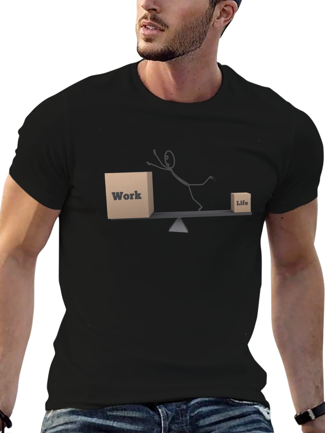 Work Life Balance Graphic T-Shirt - Black