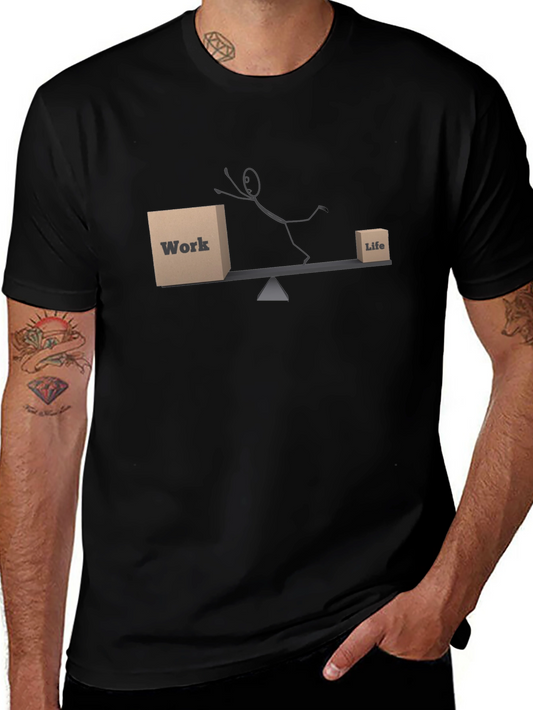 Work Life Balance Graphic T-Shirt - Black
