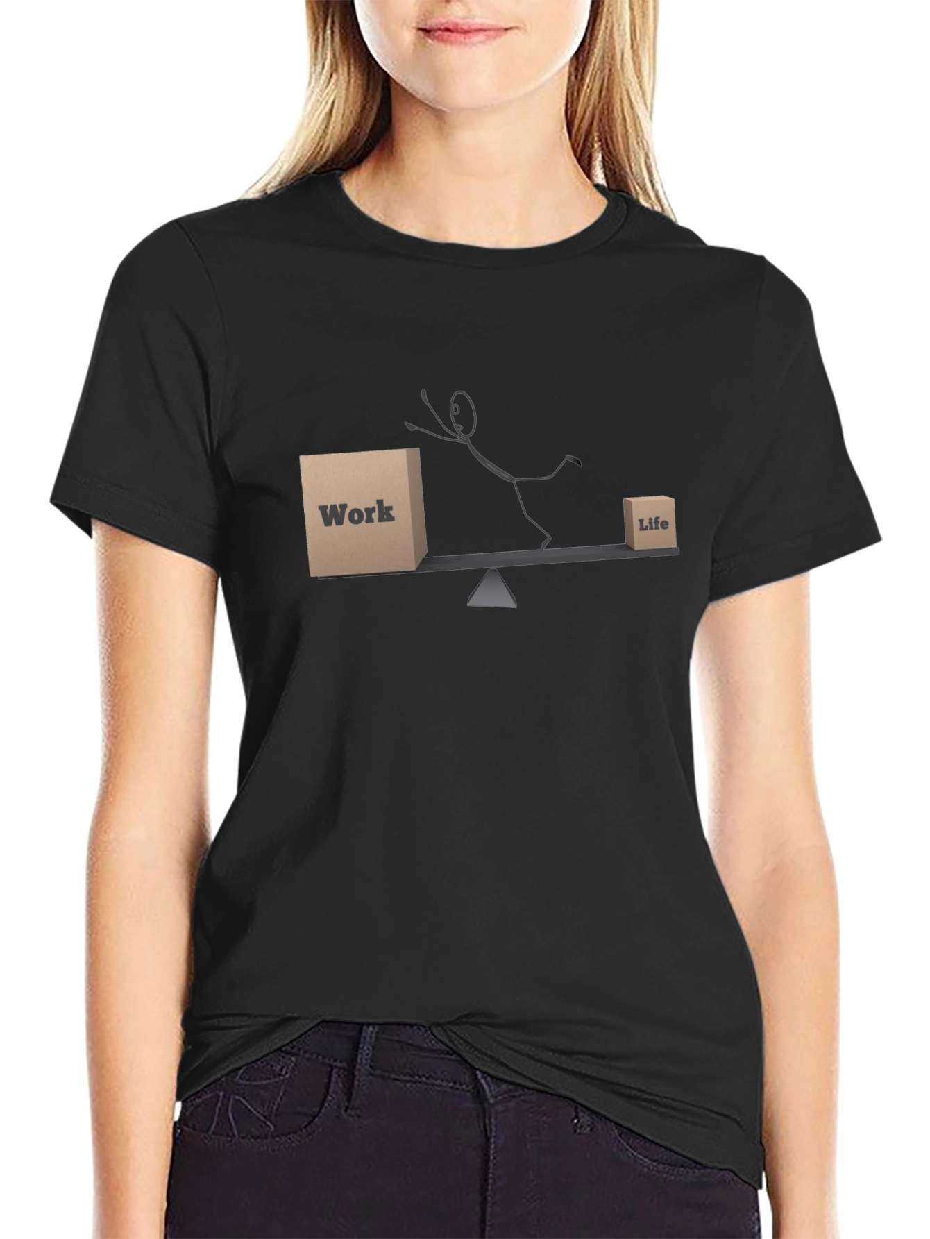 Work Life Balance Graphic T-Shirt - Black