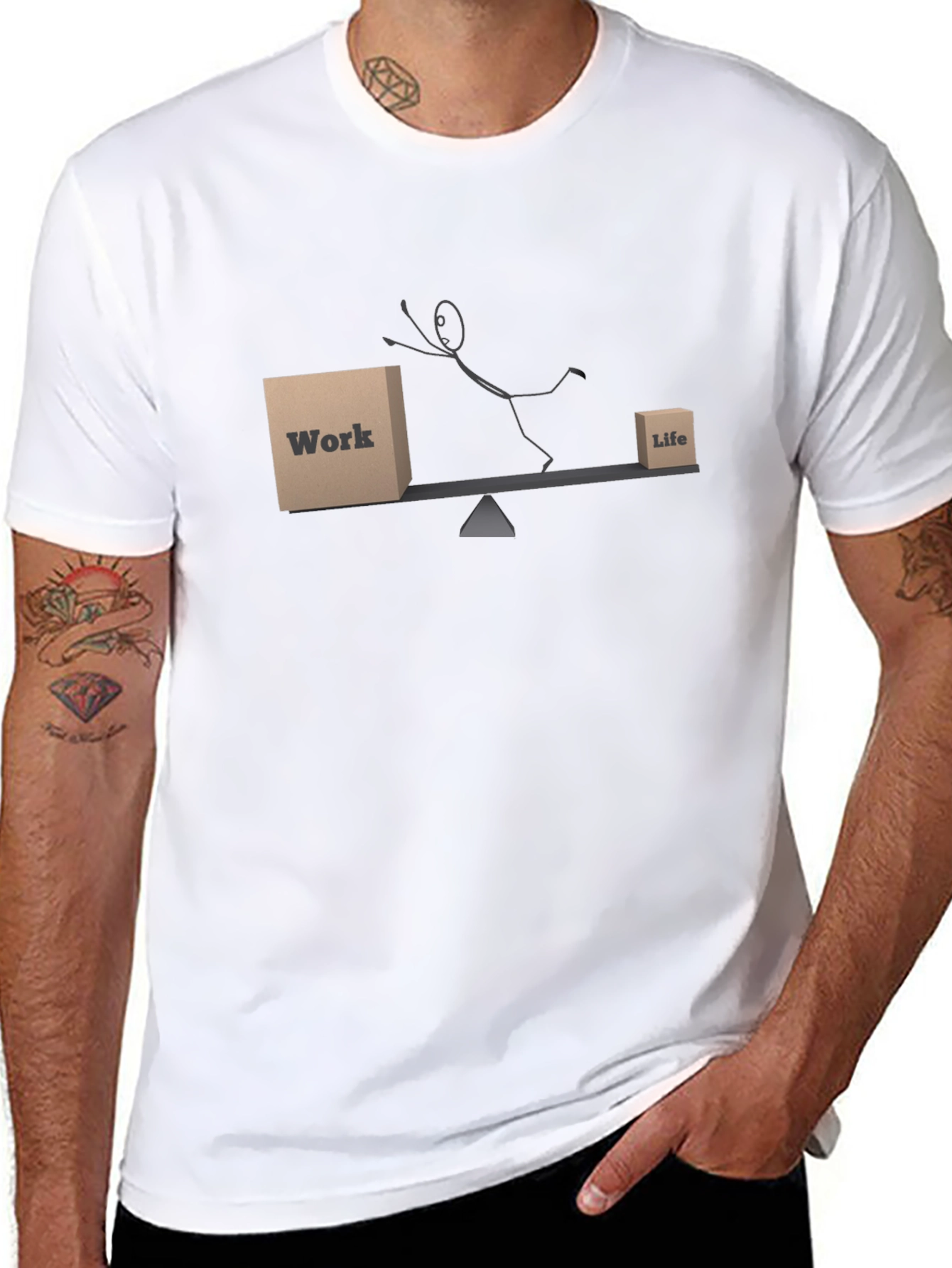 Work Life Balance Graphic T-Shirt - Black