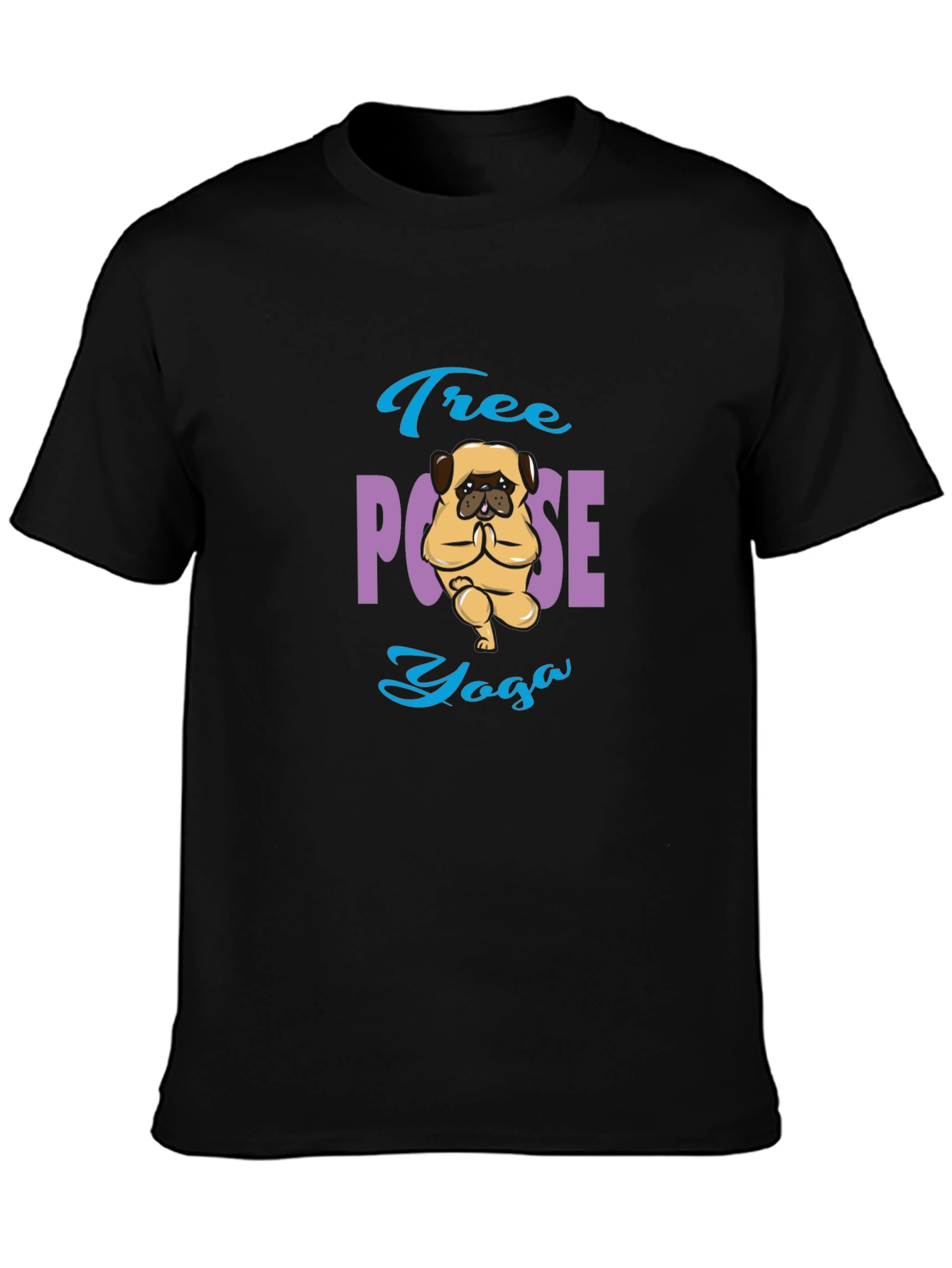 Tree Pose Yoga Pug Graphic Tee
