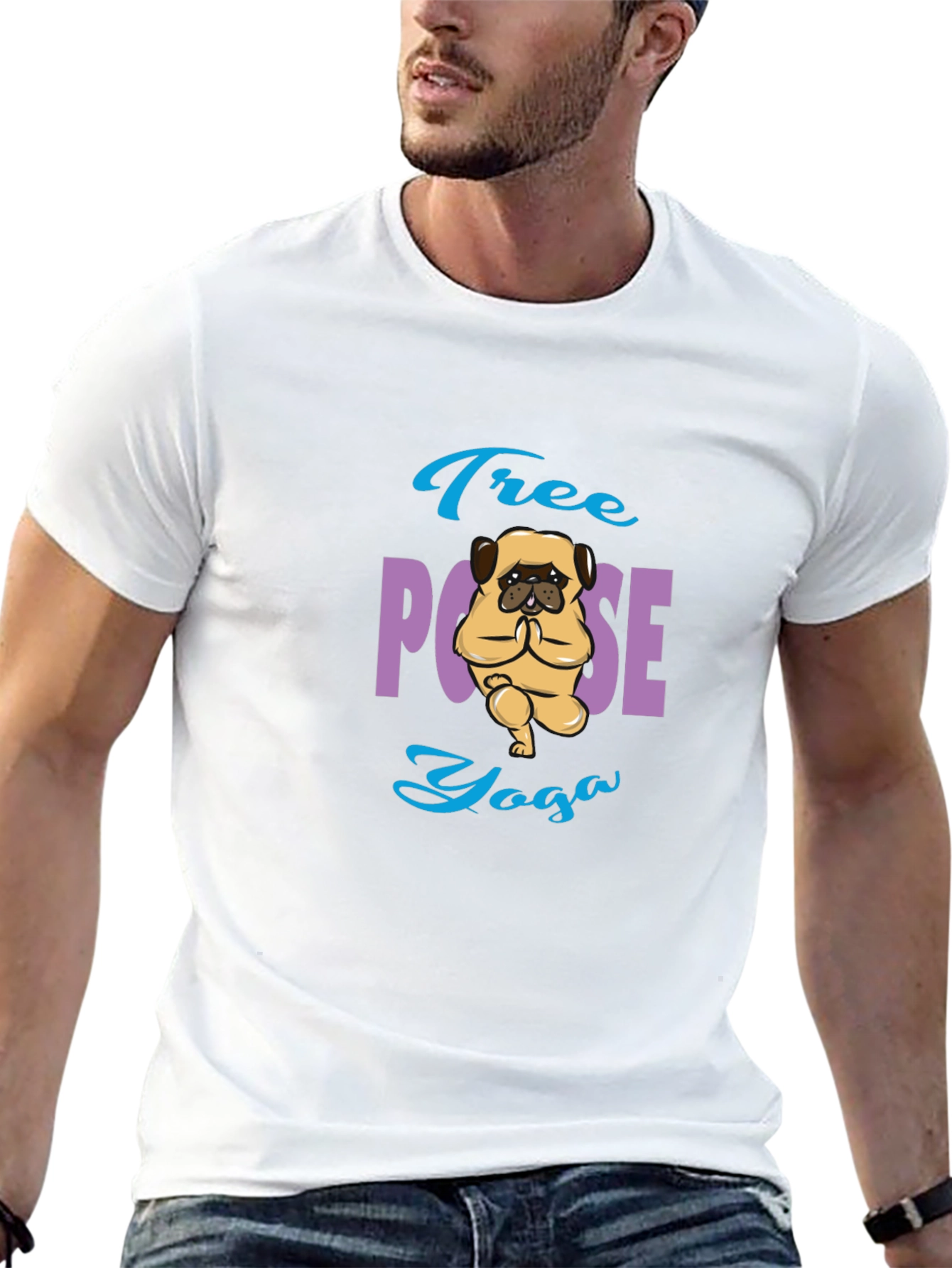 Tree Pose Yoga Pug Graphic Tee
