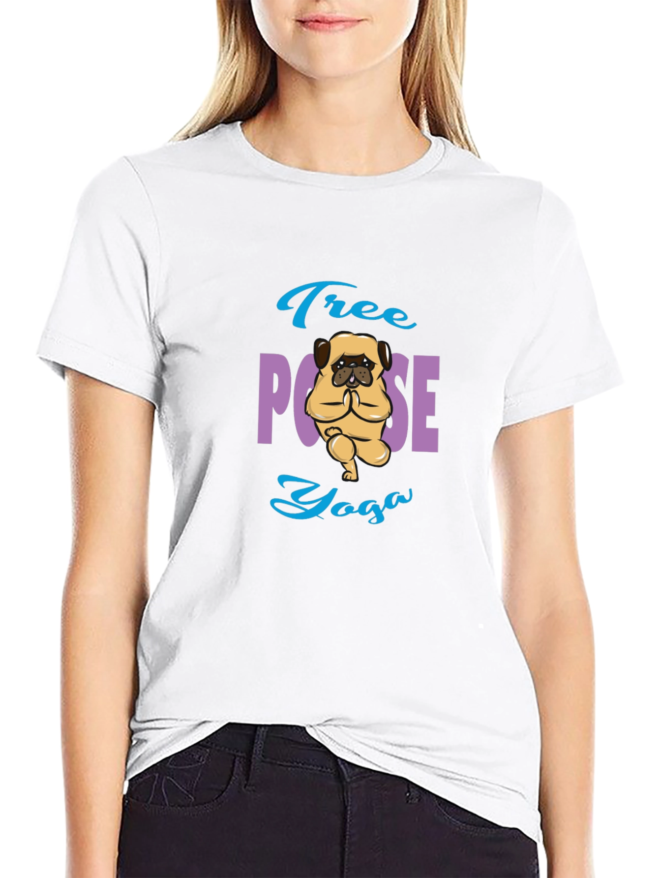 Tree Pose Yoga Pug Graphic Tee