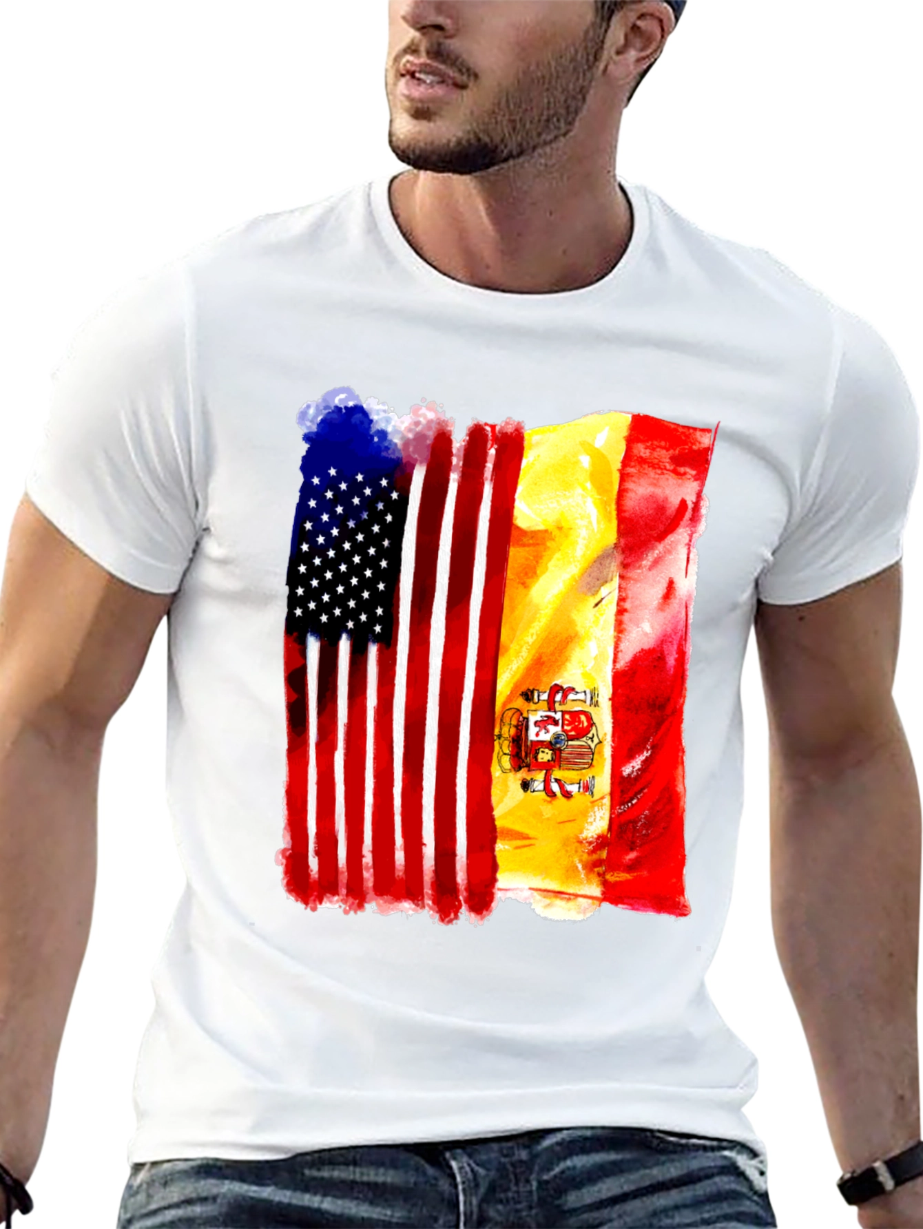 USA & Spain Flag T-Shirt