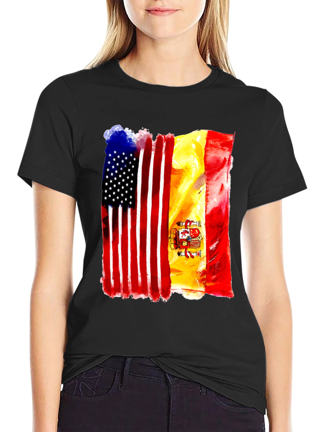 USA & Spain Flag T-Shirt