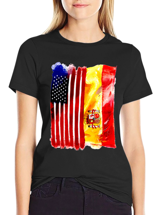 USA & Spain Flag T-Shirt