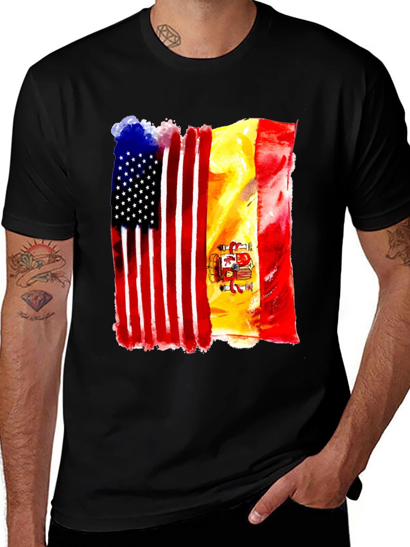 USA & Spain Flag T-Shirt