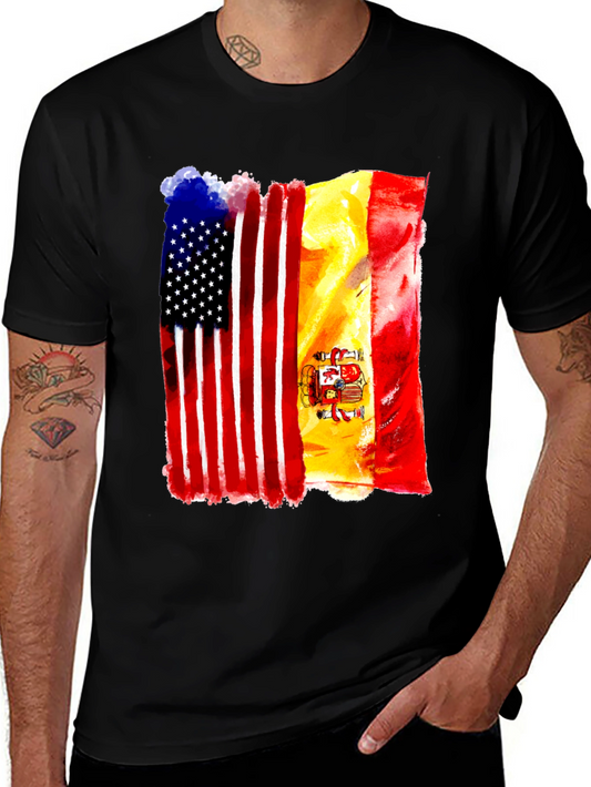 USA & Spain Flag T-Shirt