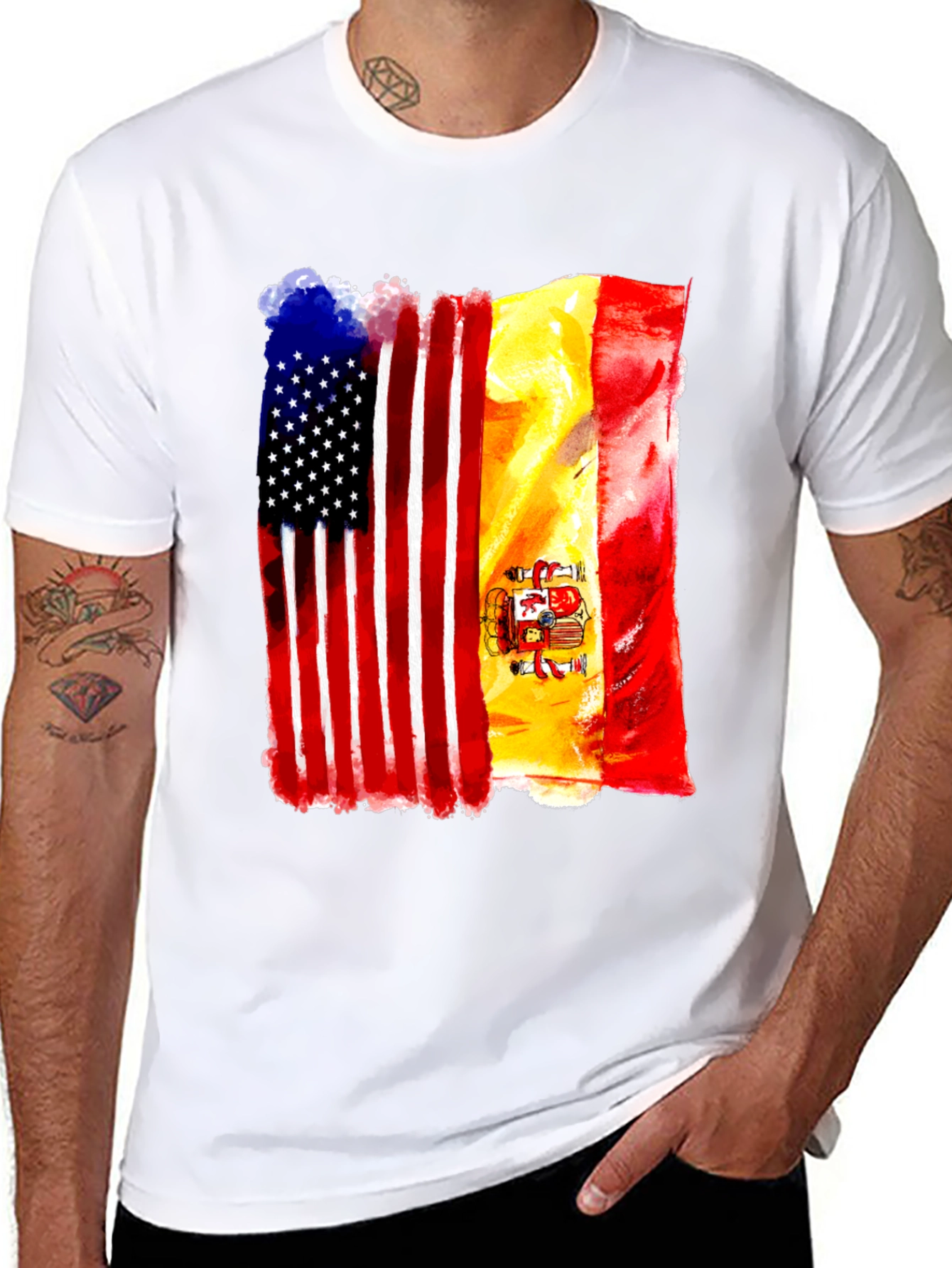 USA & Spain Flag T-Shirt