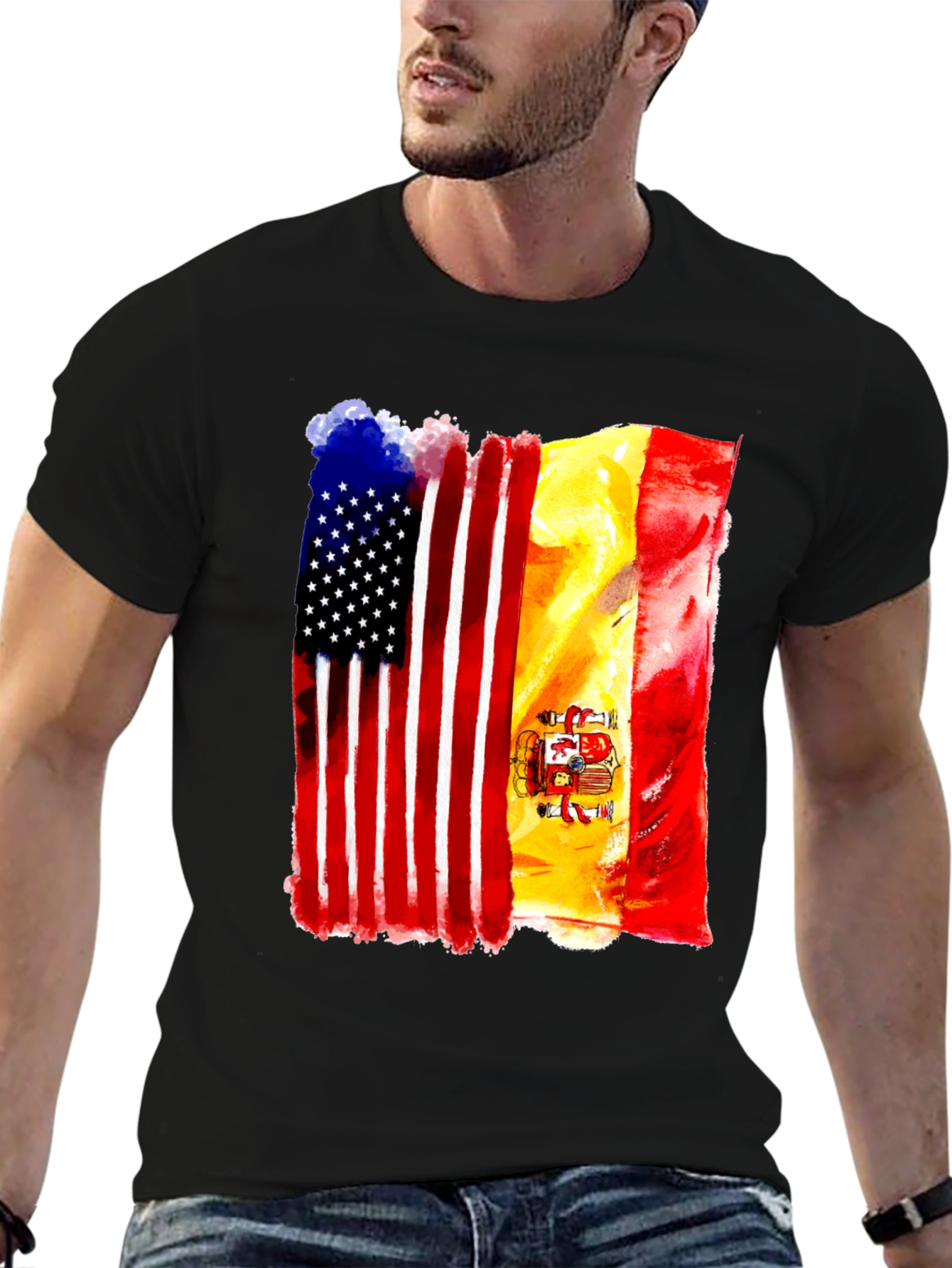 USA & Spain Flag T-Shirt