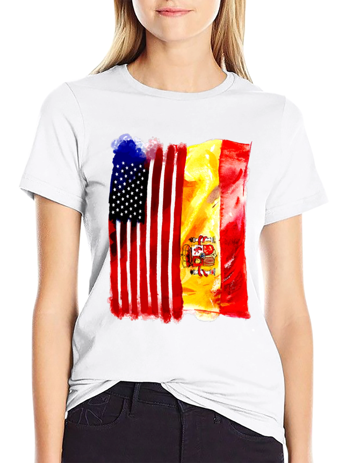 USA & Spain Flag T-Shirt
