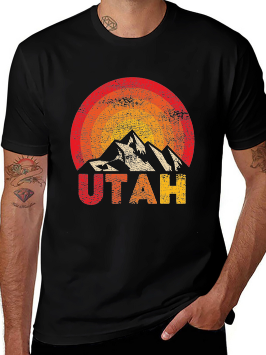 Utah Mountain Graphic Tee - Retro Style T-Shirt