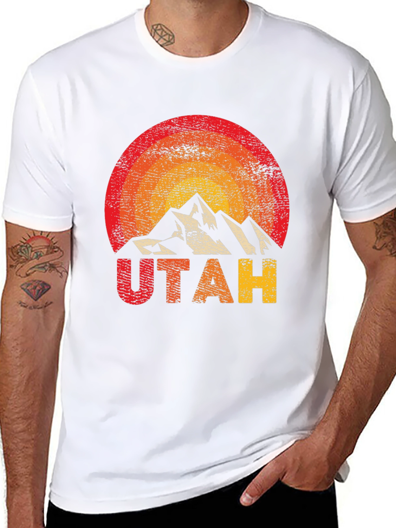 Utah Mountain Graphic Tee - Retro Style T-Shirt
