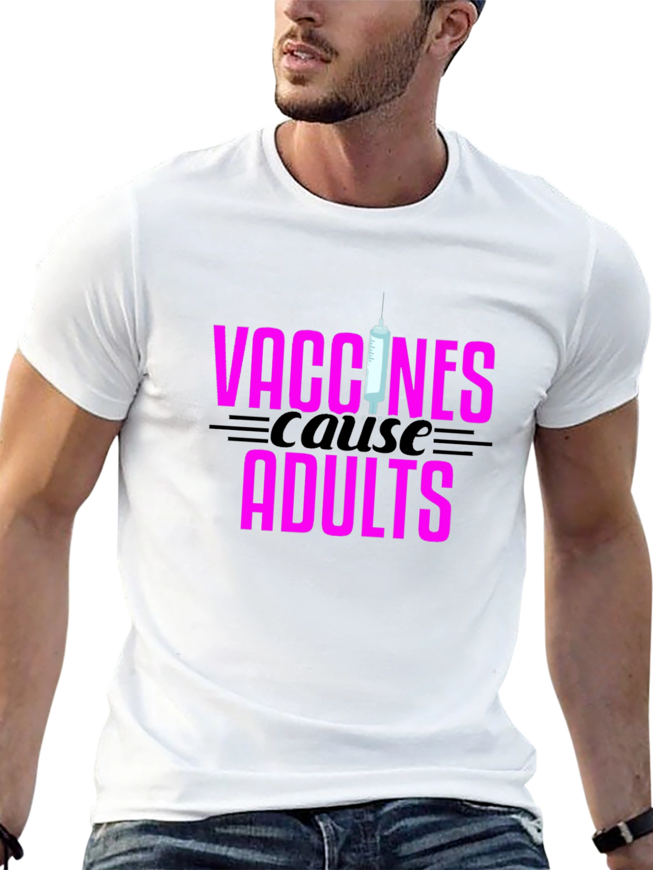 Vaccines Cause Adults Black Graphic Tee