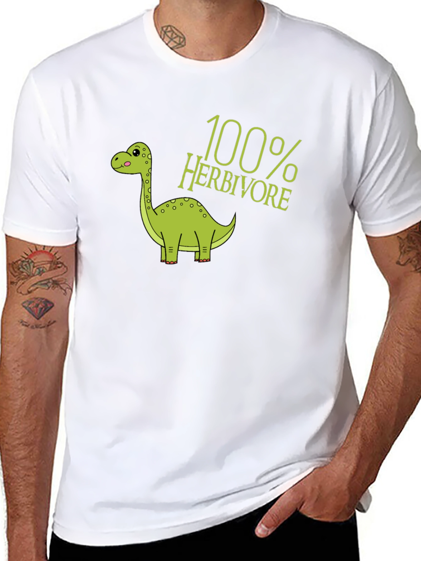 100% Herbivore Dinosaur Black T-Shirt