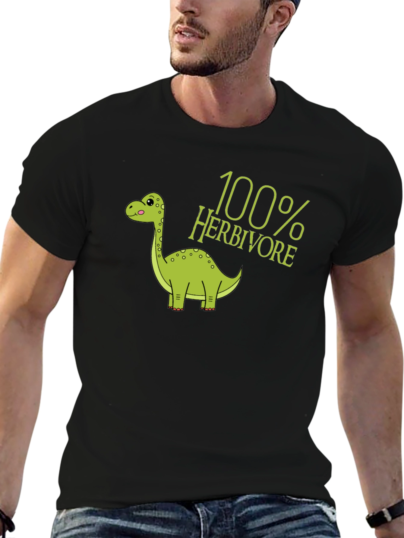 100% Herbivore Dinosaur Black T-Shirt