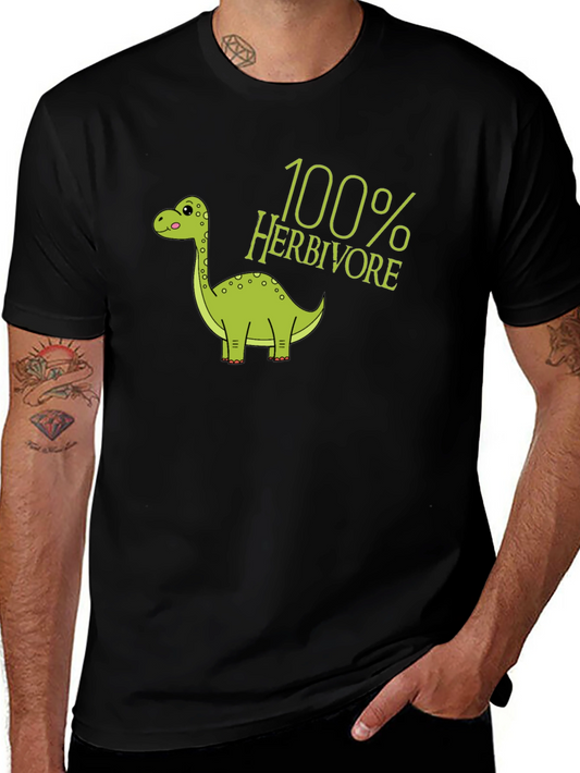 100% Herbivore Dinosaur Black T-Shirt