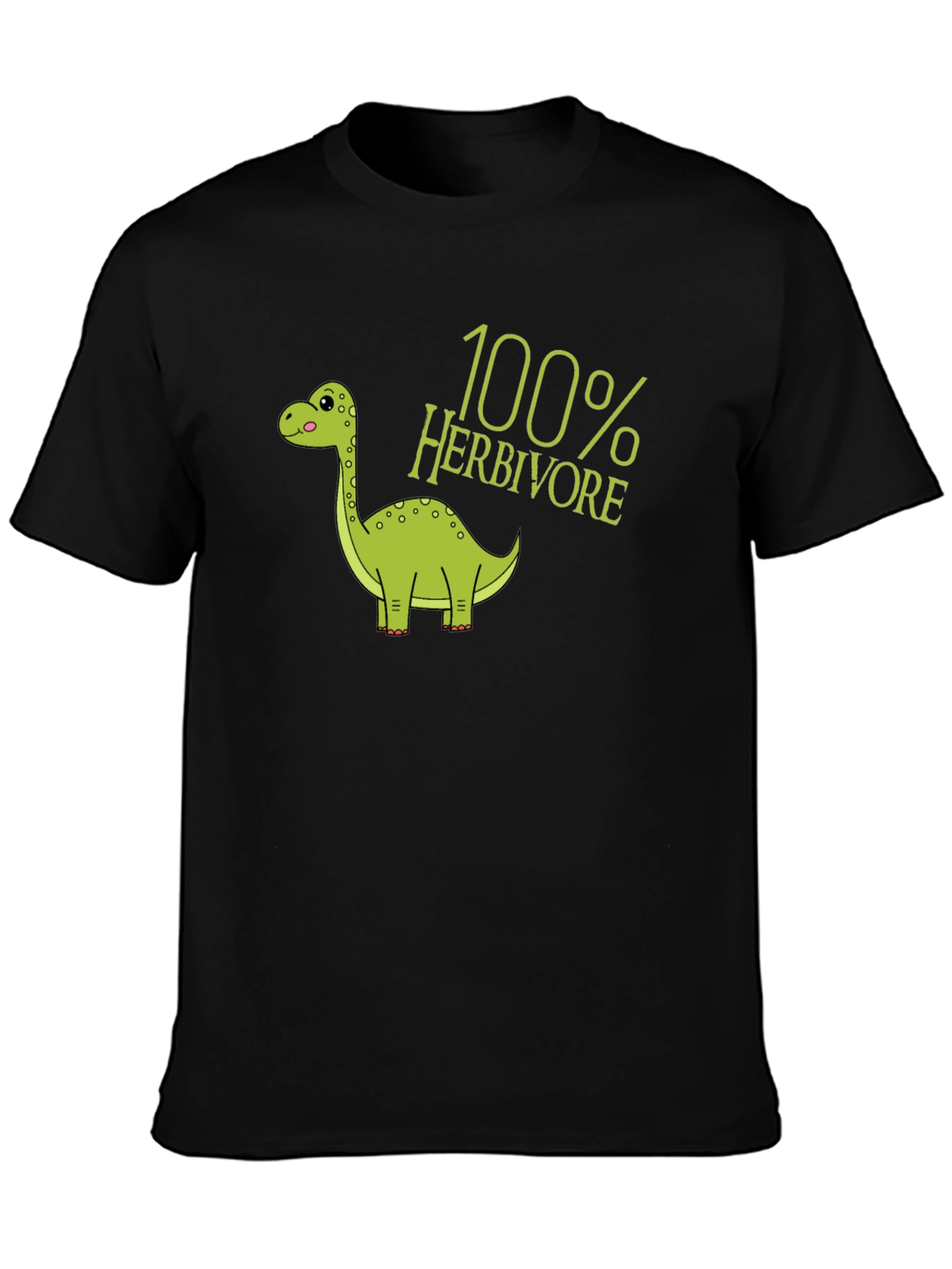 100% Herbivore Dinosaur Black T-Shirt