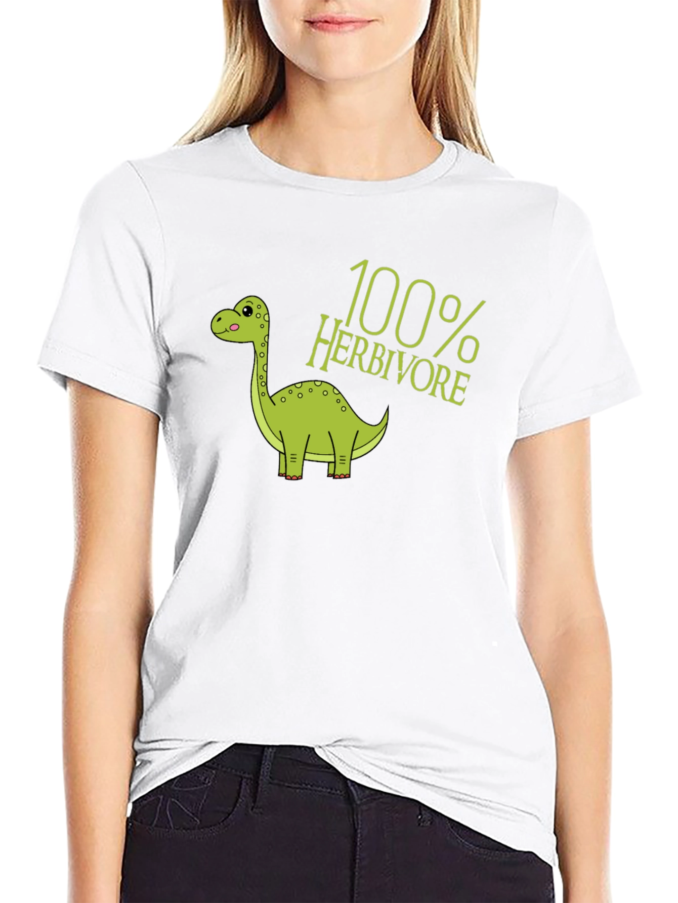 100% Herbivore Dinosaur Black T-Shirt