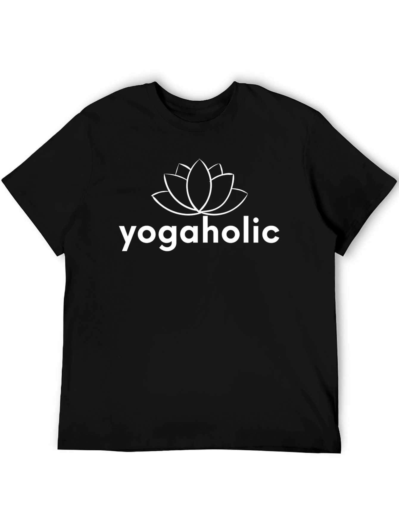 Yogaholic Black T-Shirt with Lotus Design