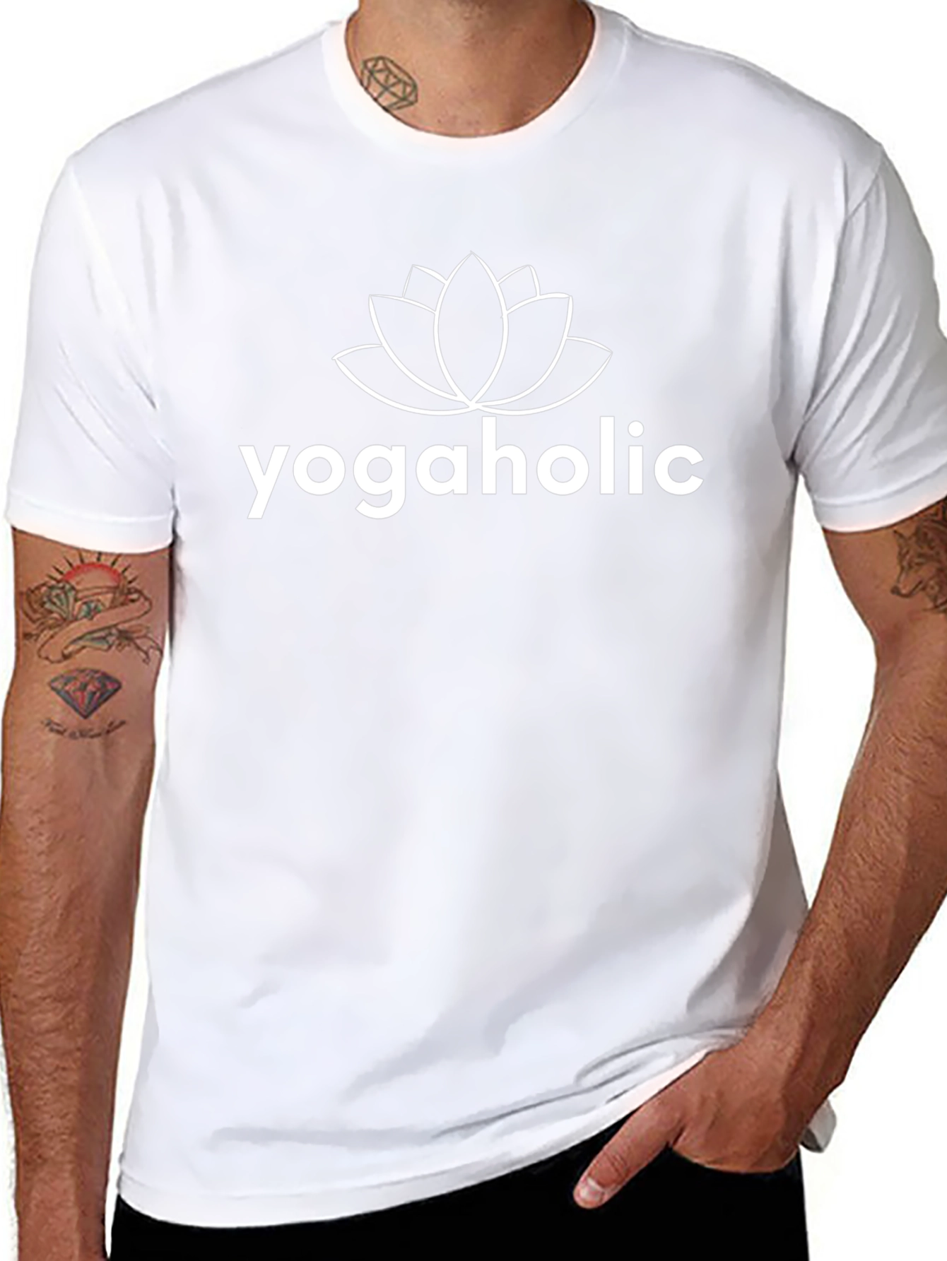 Yogaholic Black T-Shirt with Lotus Design