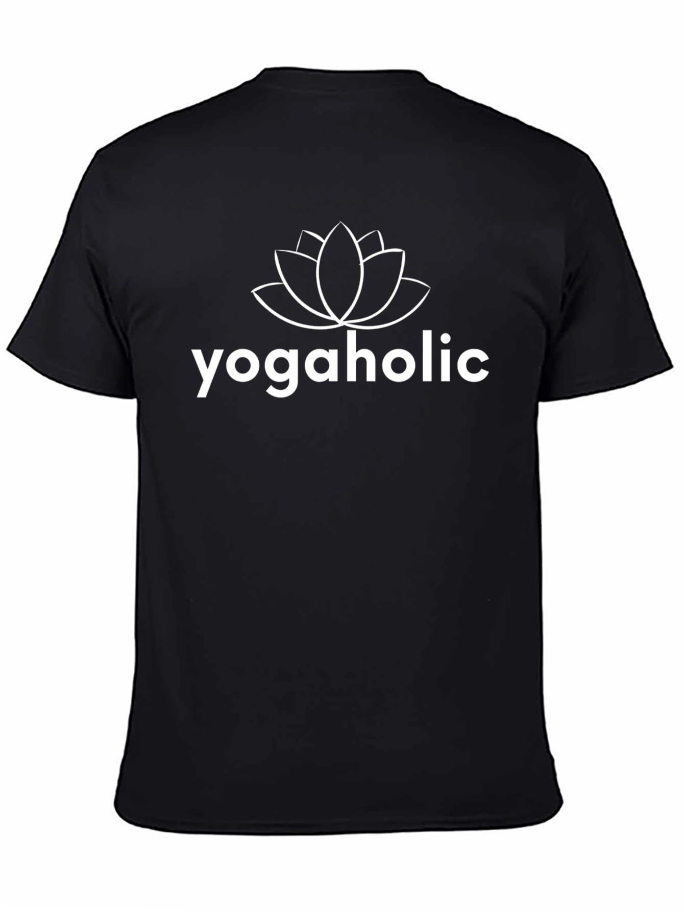 Yogaholic Black T-Shirt with Lotus Design