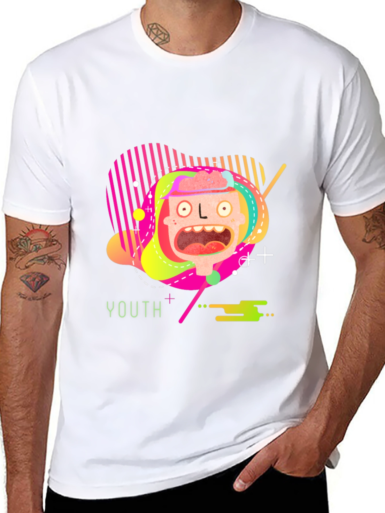 Youthful Graphic Tee - Abstract Neon Design