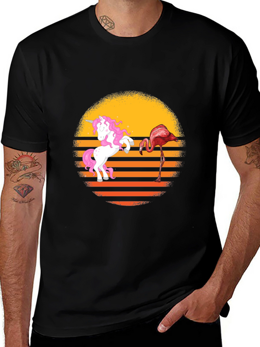 Unicorn & Flamingo Sunset Graphic Tee