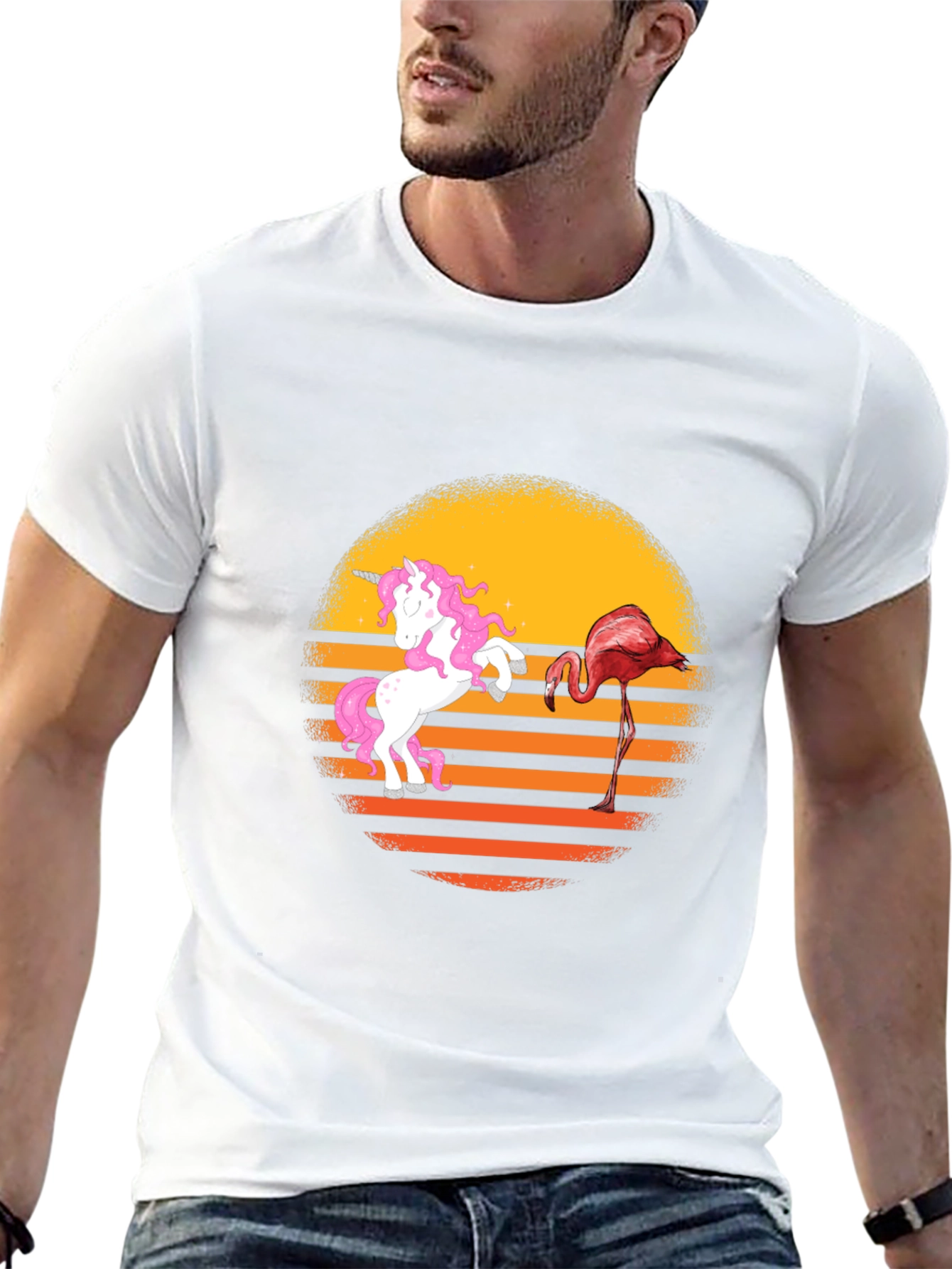 Unicorn & Flamingo Sunset Graphic Tee