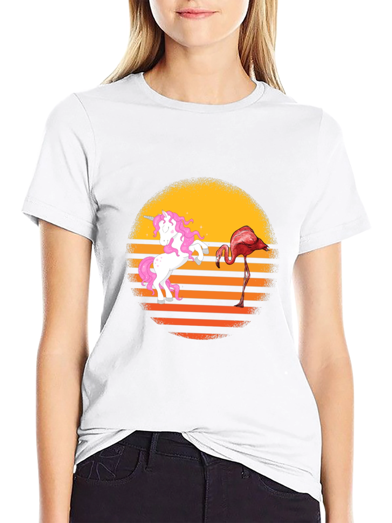 Unicorn & Flamingo Sunset Graphic Tee