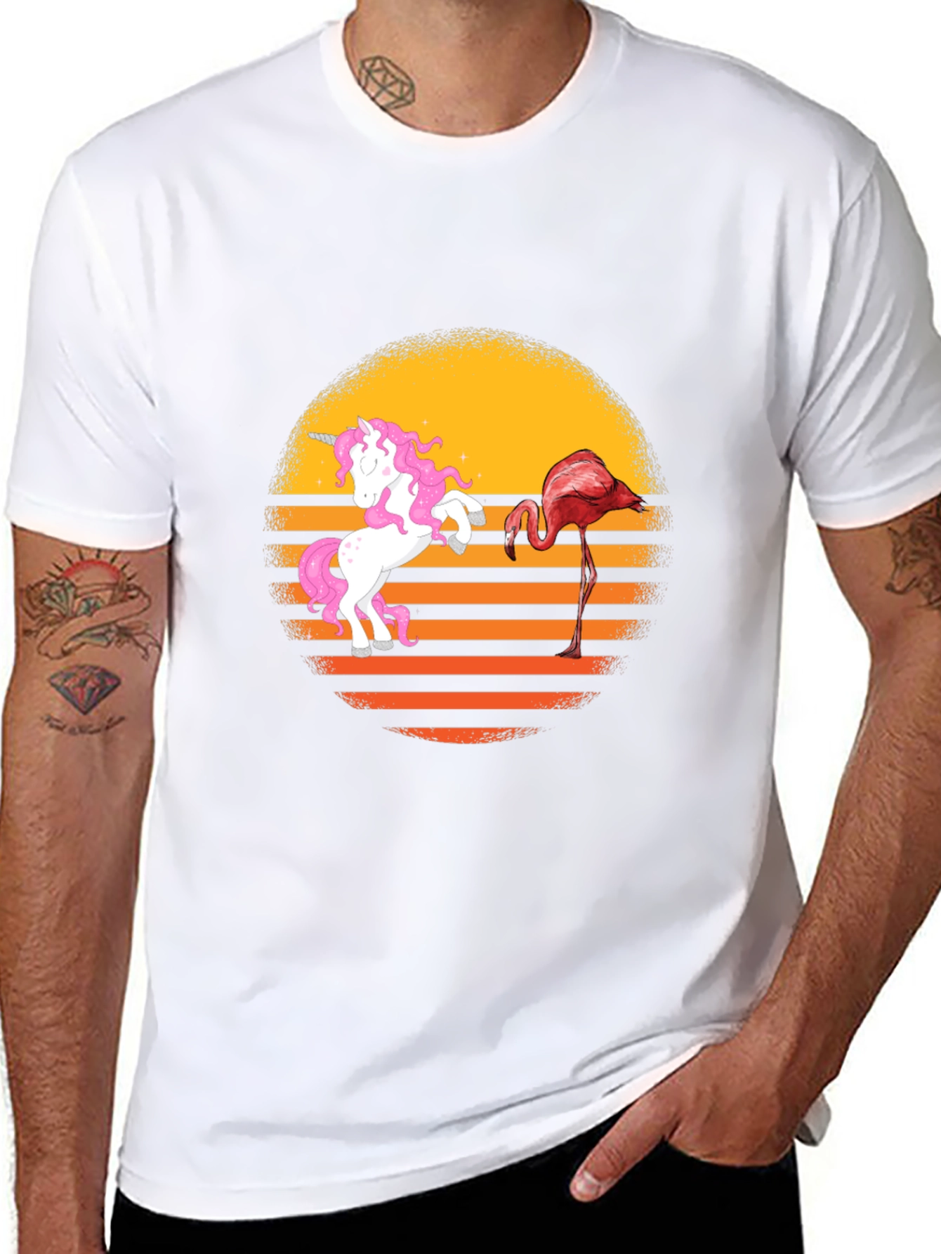 Unicorn & Flamingo Sunset Graphic Tee