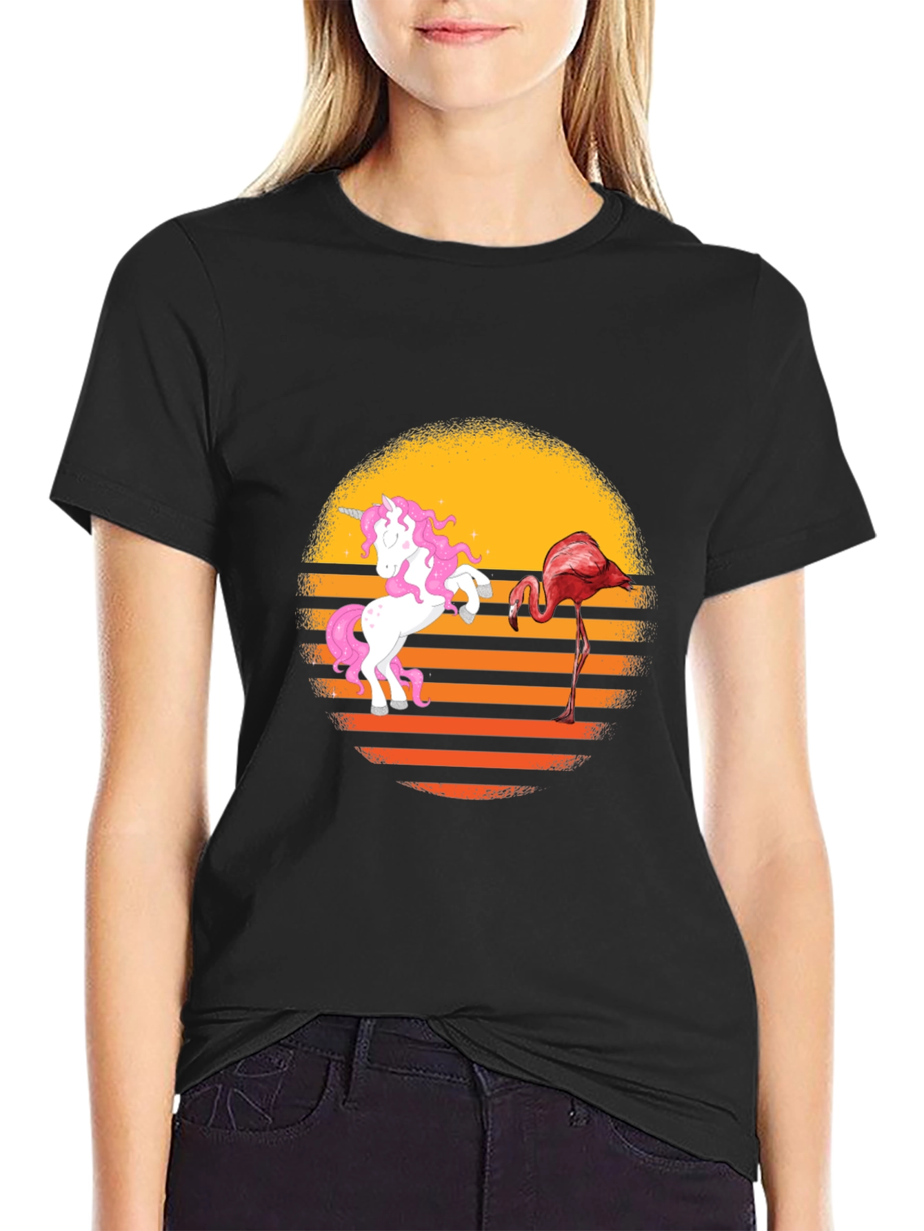Unicorn & Flamingo Sunset Graphic Tee