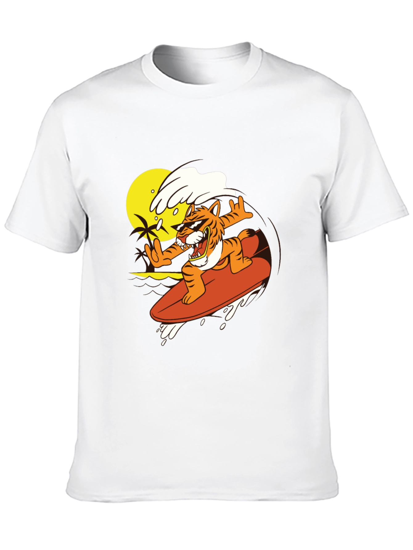 Surfing Tiger Graphic Tee - Black T-Shirt
