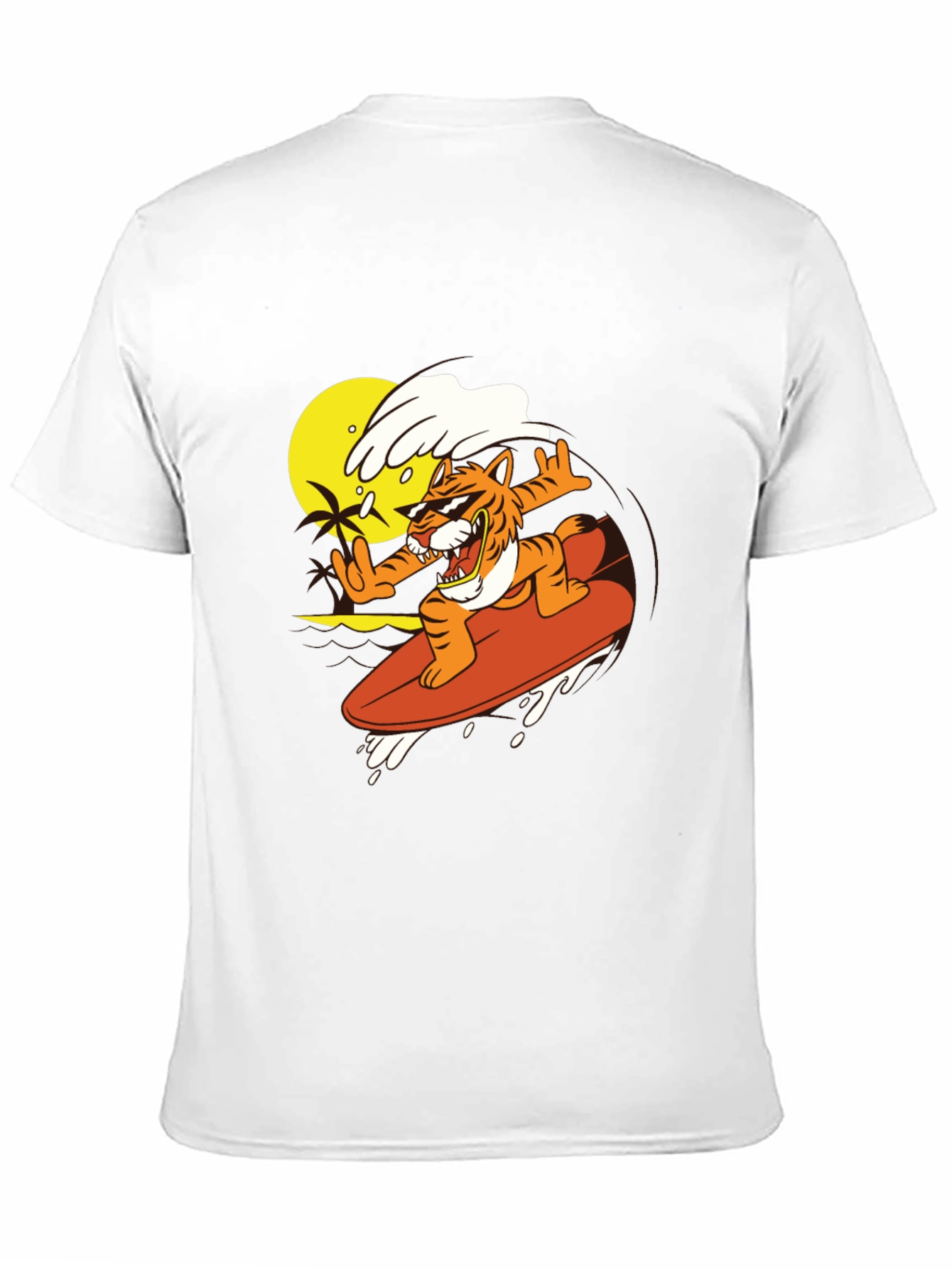 Surfing Tiger Graphic Tee - Black T-Shirt