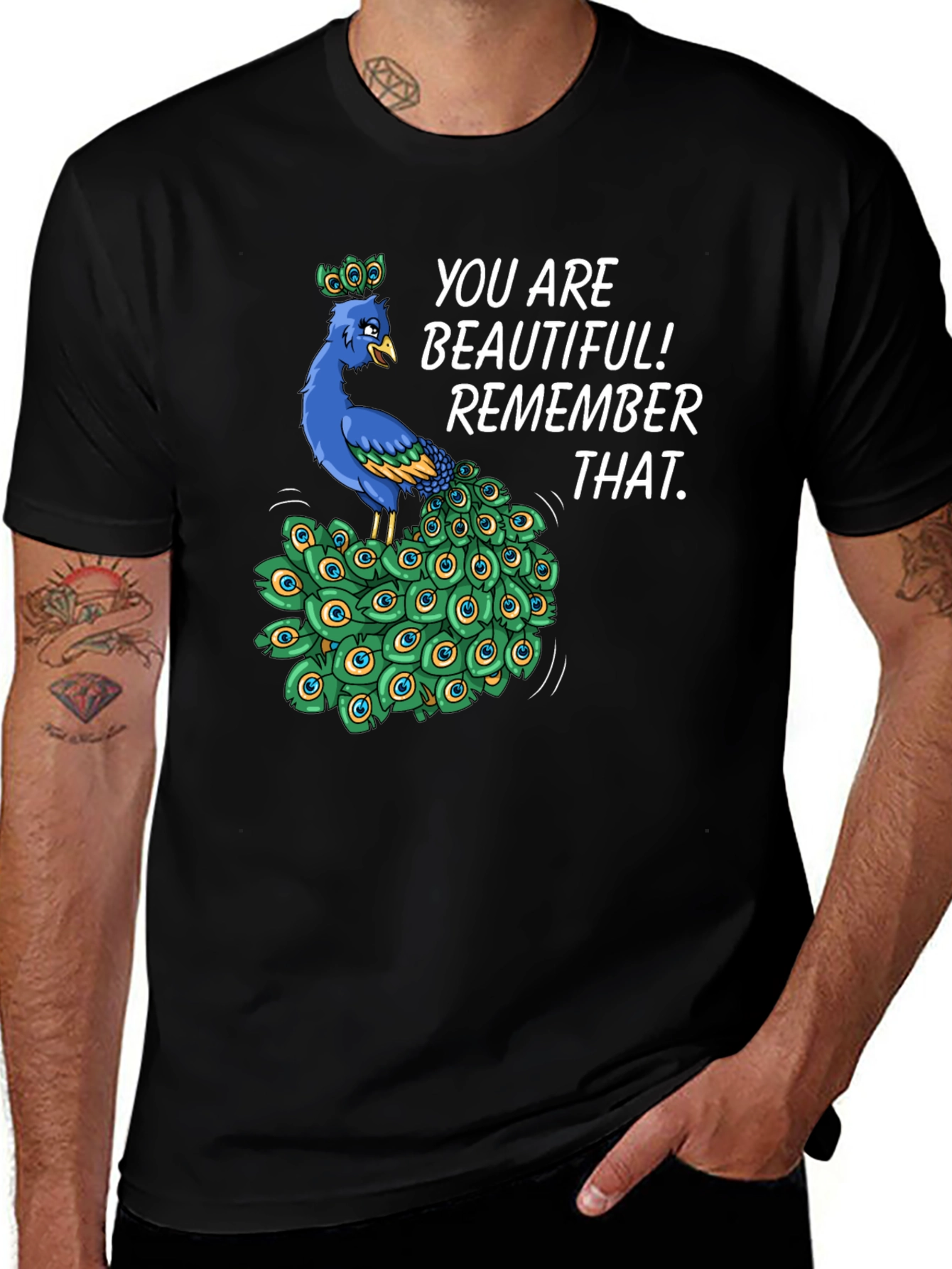 You Are Beautiful Peacock Graphic T-Shirt