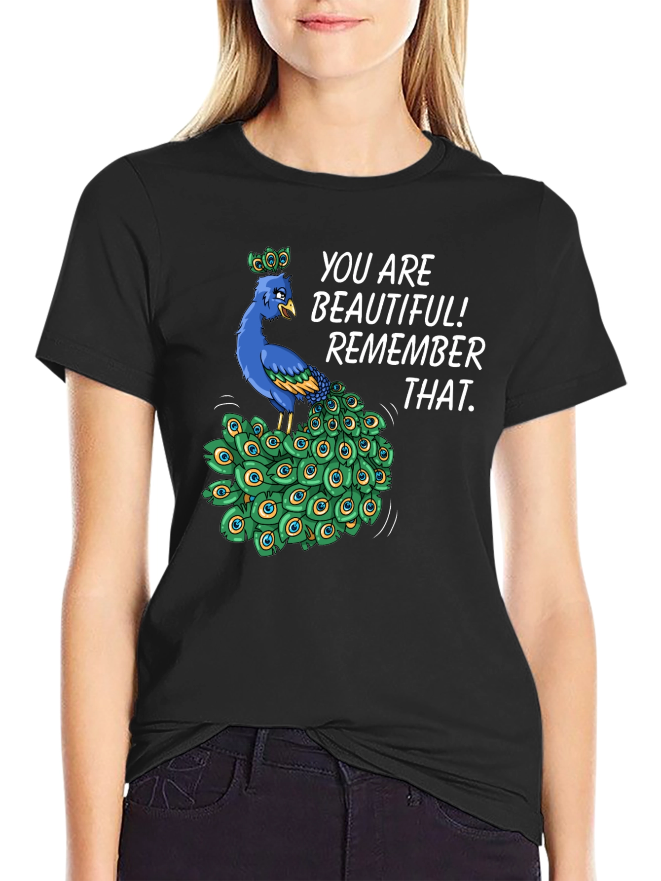 You Are Beautiful Peacock Graphic T-Shirt