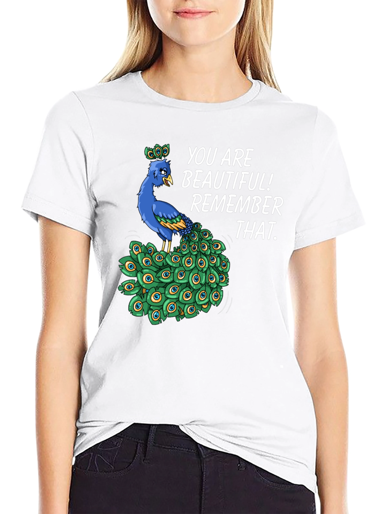 You Are Beautiful Peacock Graphic T-Shirt