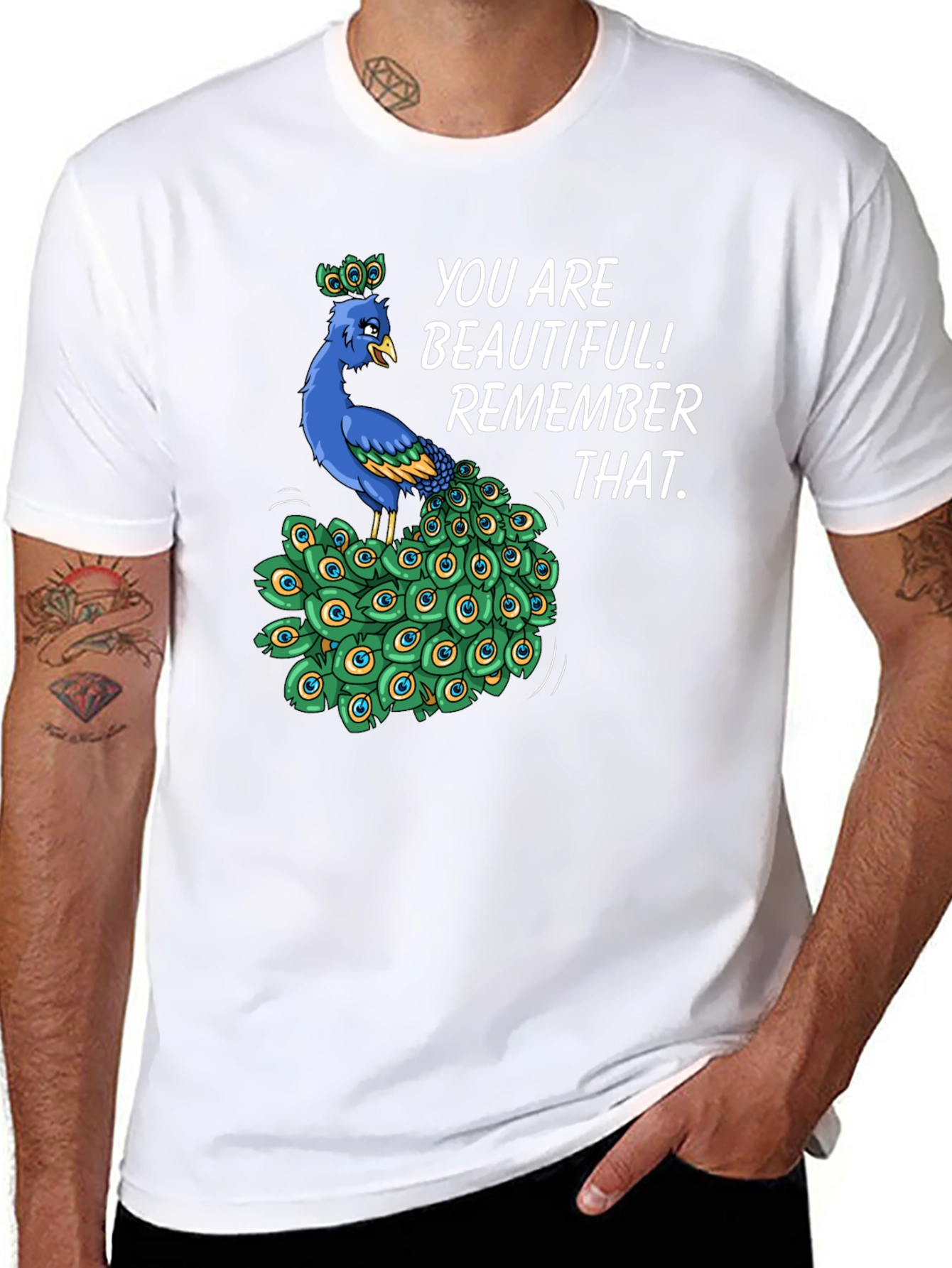 You Are Beautiful Peacock Graphic T-Shirt
