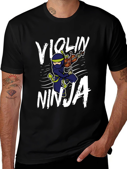 Violin Ninja Black Graphic T-Shirt