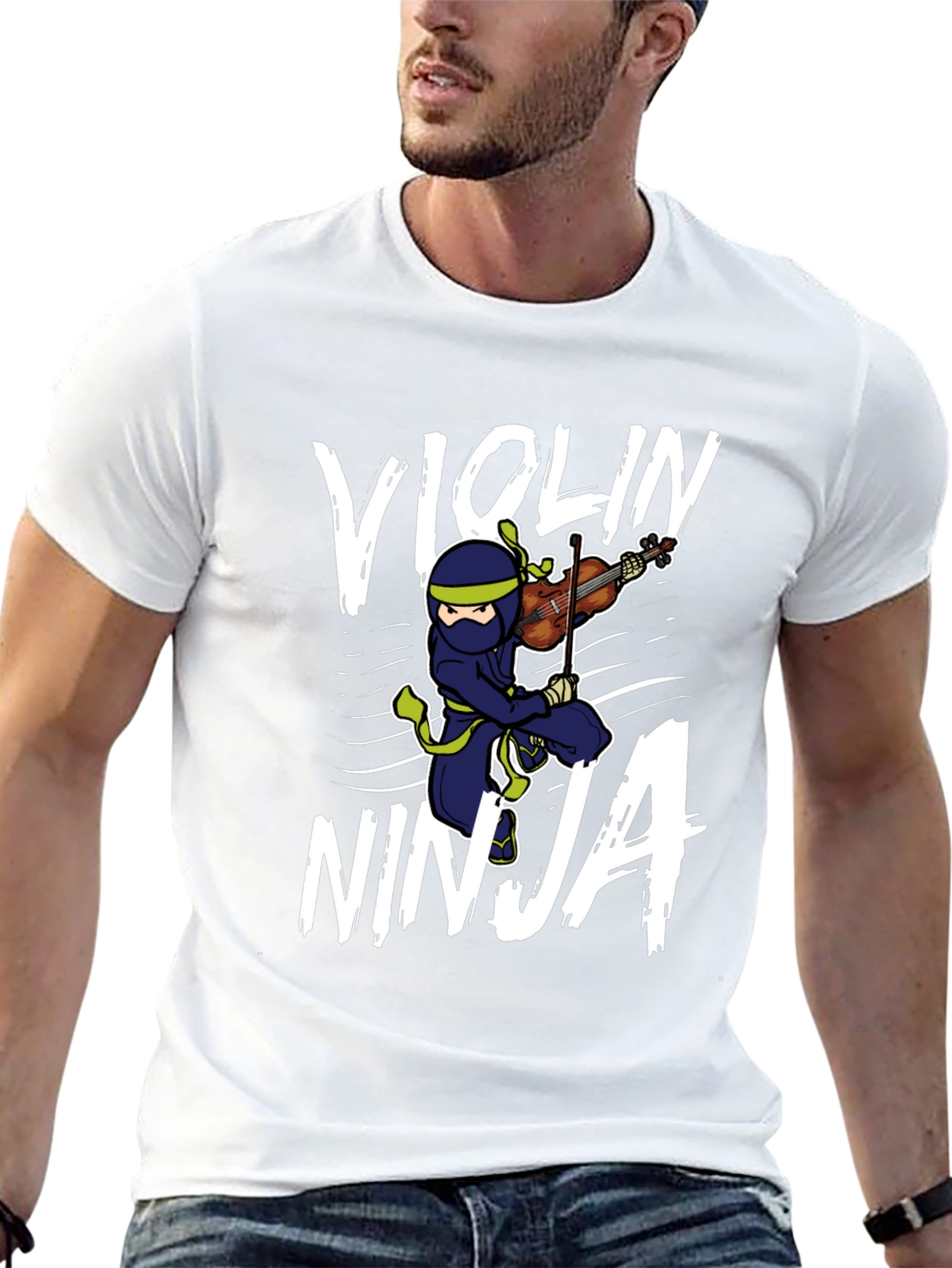 Violin Ninja Black Graphic T-Shirt