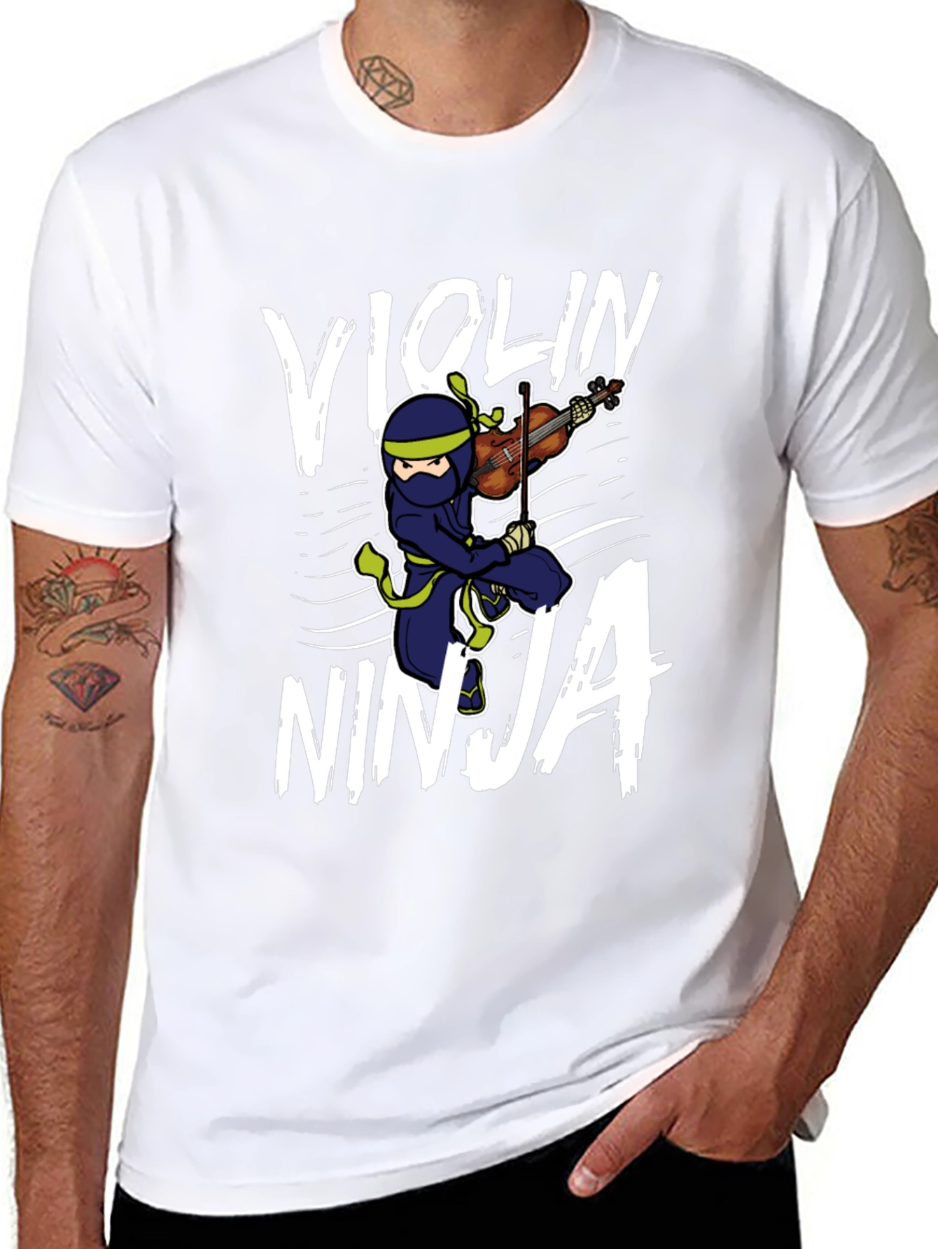 Violin Ninja Black Graphic T-Shirt