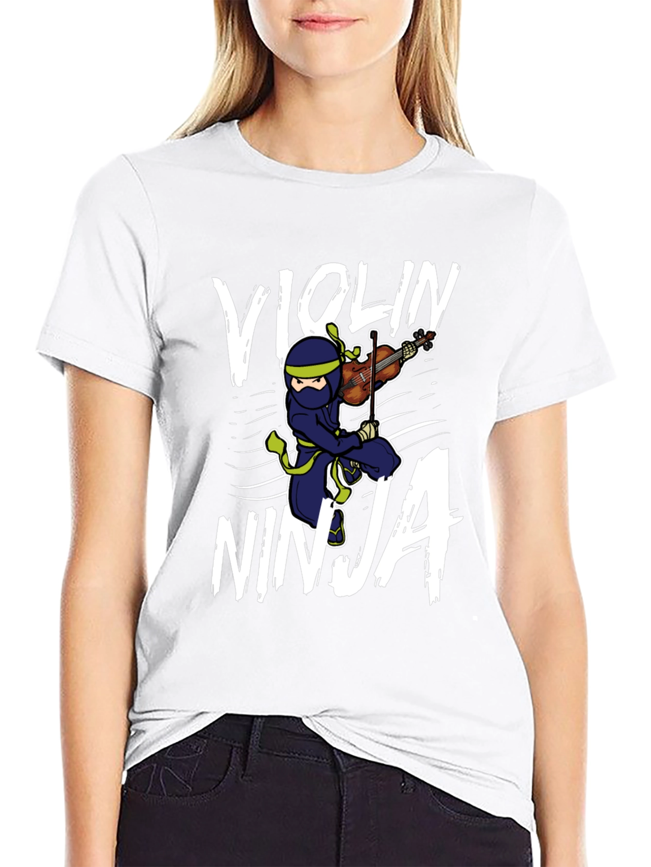 Violin Ninja Black Graphic T-Shirt