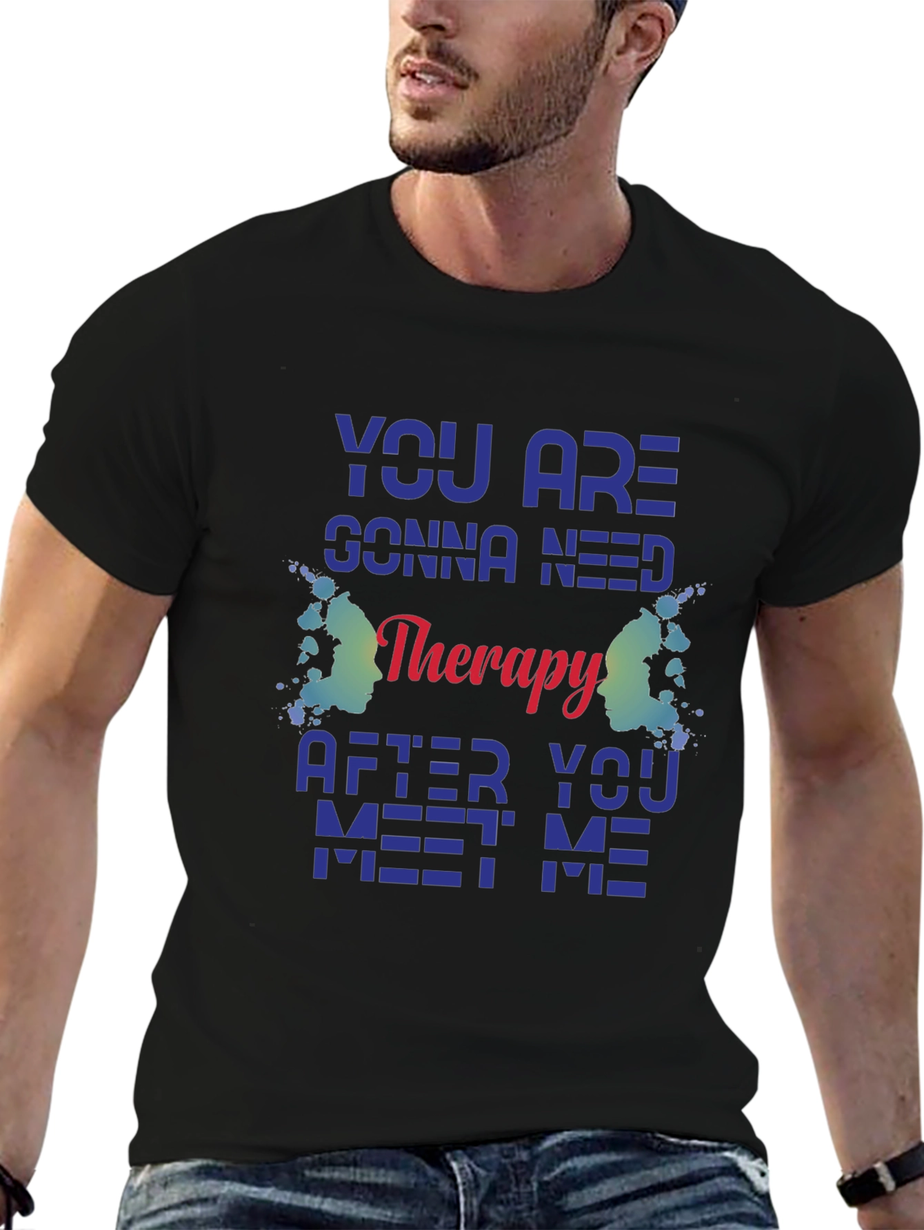 Therapy Quote Graphic Tee - Black Unisex