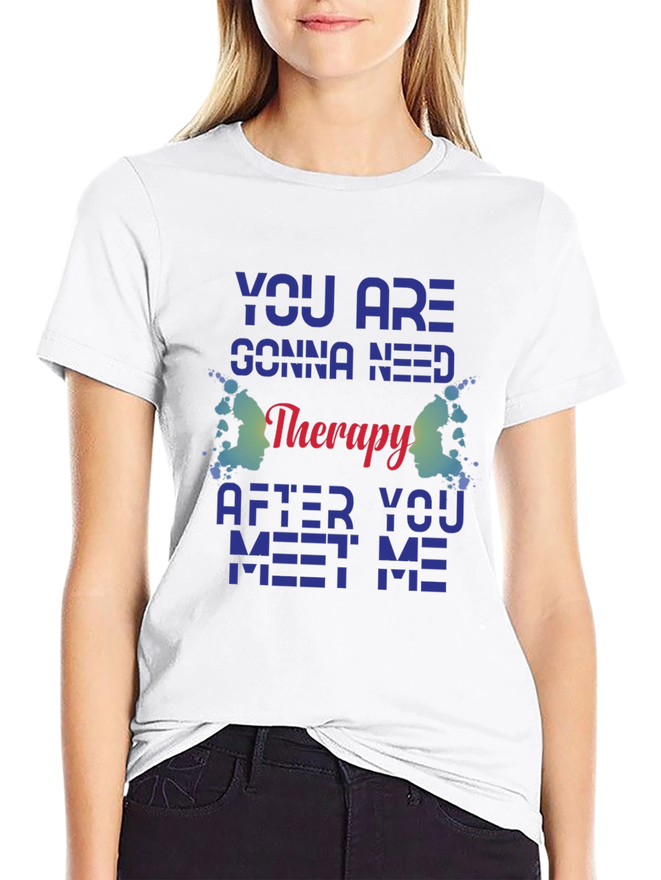 Therapy Quote Graphic Tee - Black Unisex