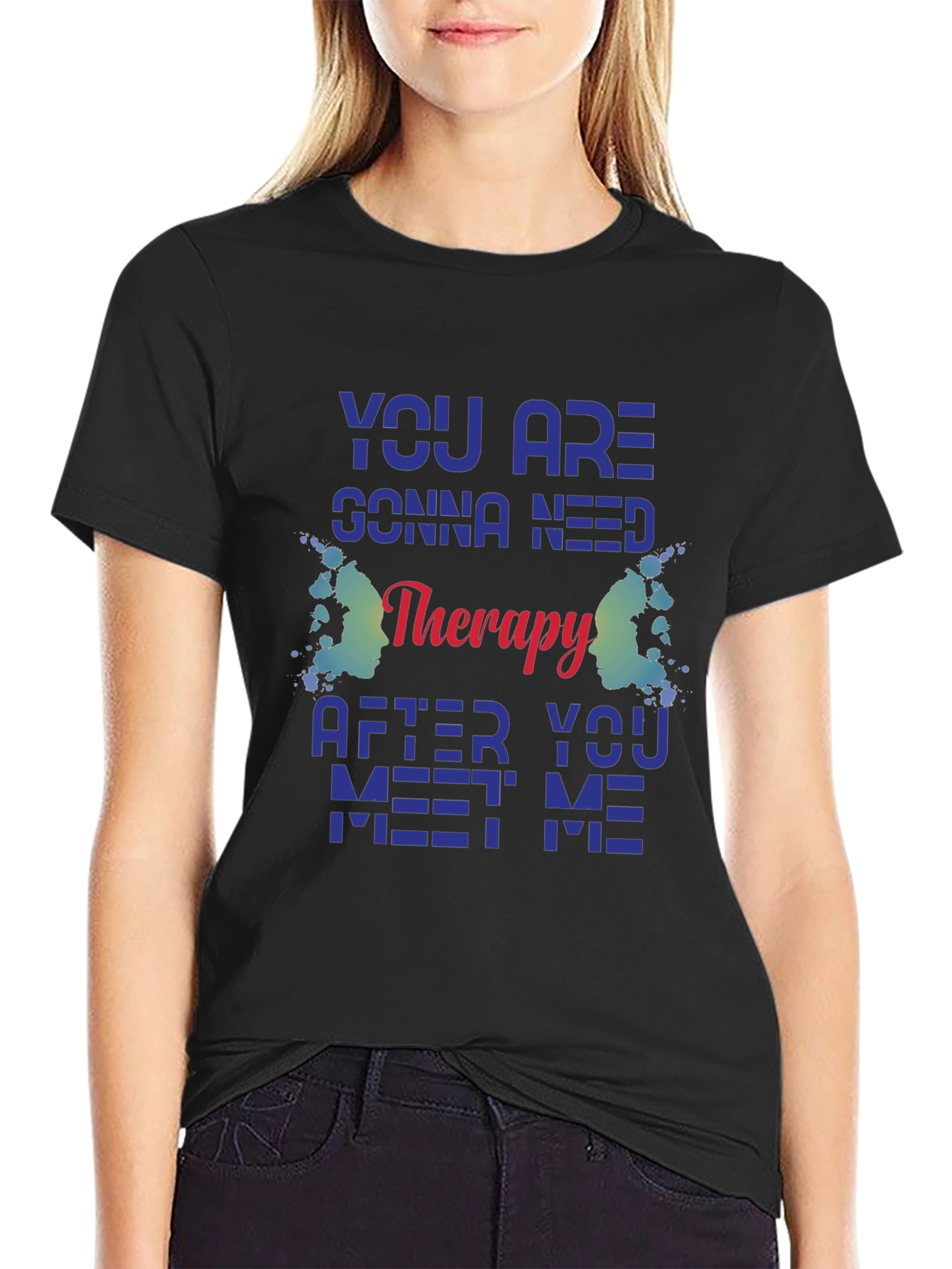 Therapy Quote Graphic Tee - Black Unisex