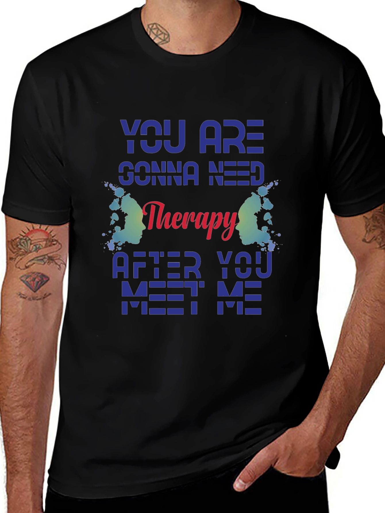Therapy Quote Graphic Tee - Black Unisex