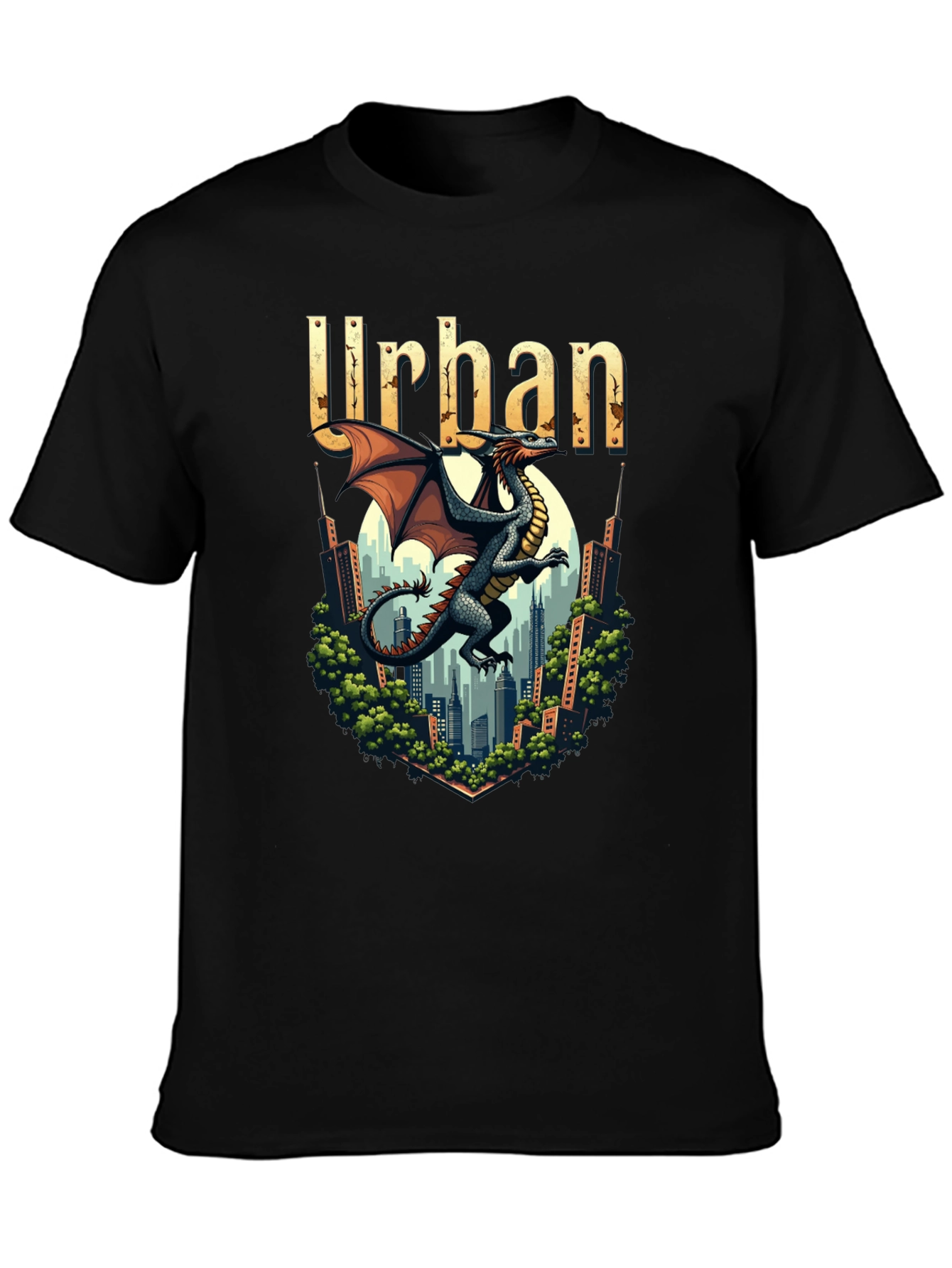 Urban Dragon Graphic Tee - Cityscape Design
