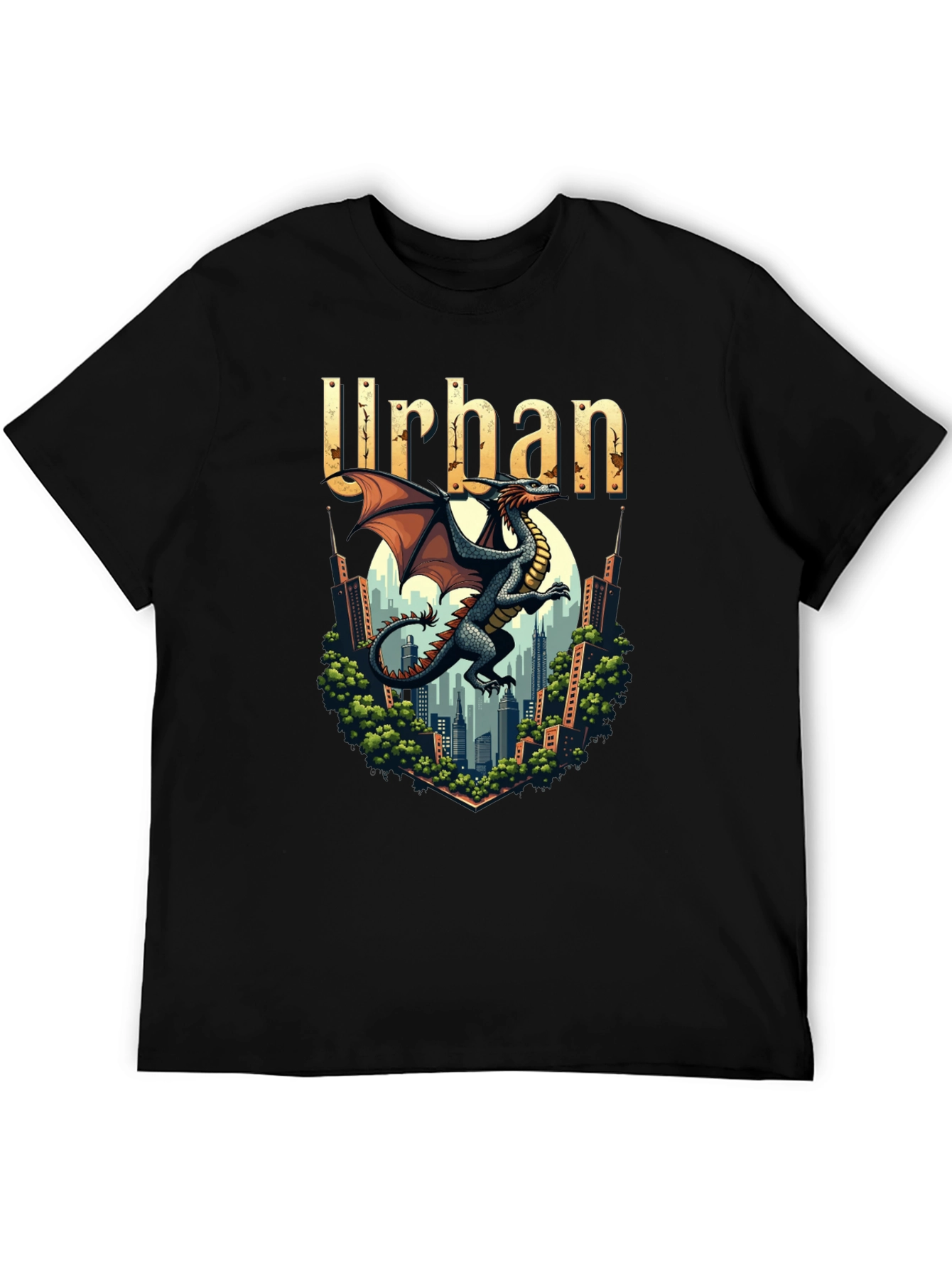 Urban Dragon Graphic Tee - Cityscape Design